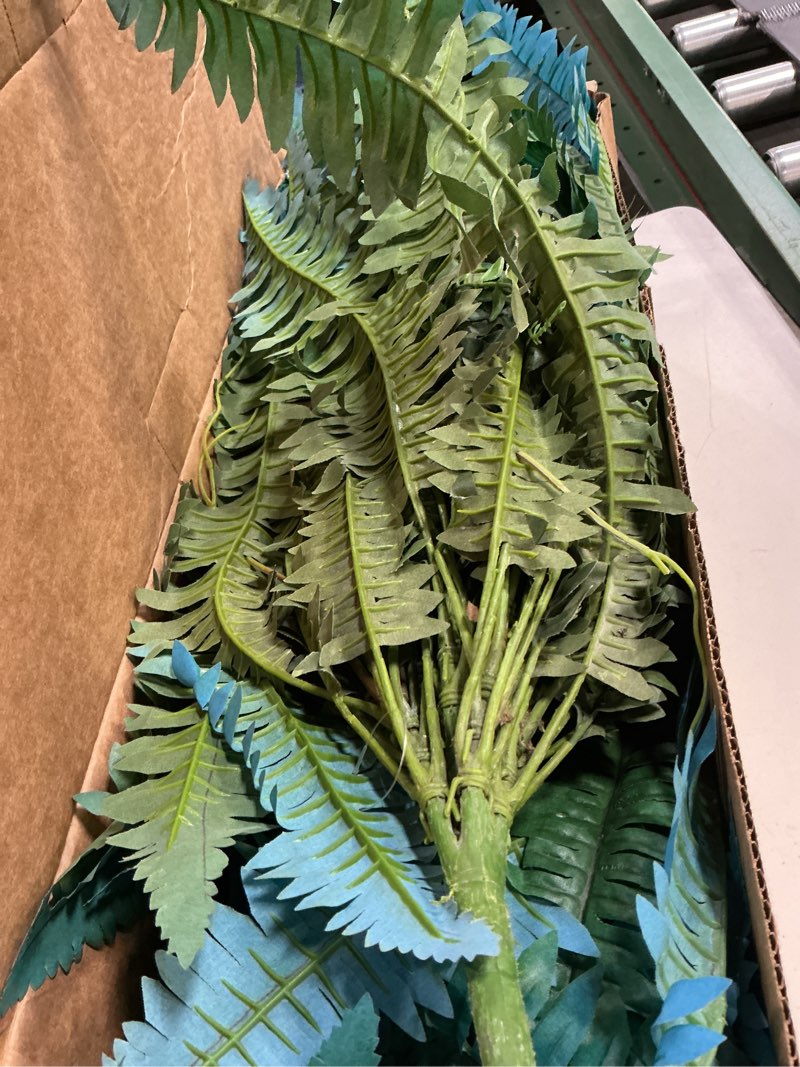 Condition photo showing Good Condition for nearly natural 48in artificial boston fern, set of 2 - large hanging fake plant wall decor with 67 fronds, faux fern vines that look real for home and office decor 48" - set of 2