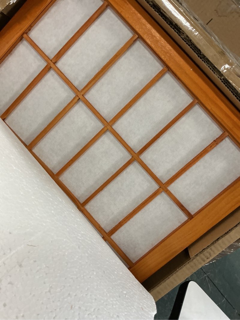 Condition photo showing Good Condition for 4 ft. short window pane shoji screen - natural - 6 panels natural 6 panels
