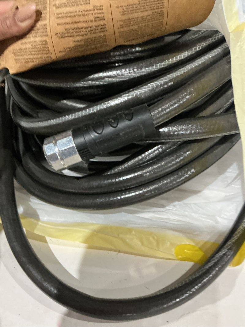 Condition photo showing As Is for neverkink teknor apex 5/8-in x 100-ft heavy-duty kink free vinyl gray coiled hose