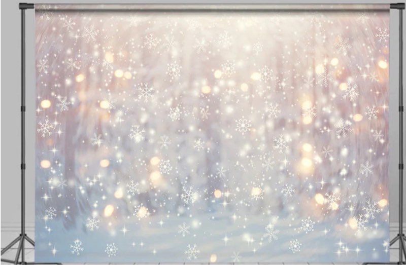 Printspree Bokeh Backdrop - 10x7ft Winter Wonderland Banner Snowflake Sparkle Christmas Holiday Part