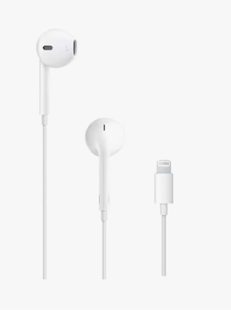 apple earpods headphones with lightning connector, wired ear buds for iphone with built-in remote to control music, phone calls, and volume one size lightning