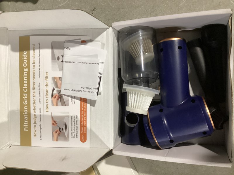 Condition photo showing Good Condition for Handheld Car Vacuum Cleaner, 2-in-1 Portable Mini Car Vacuum Cleaner,16000Pa High Power & Air Duster, Handheld Vacuum Cordless with LED Light and Multi-Nozzles for Car,Home,Office,Pet(Blue)