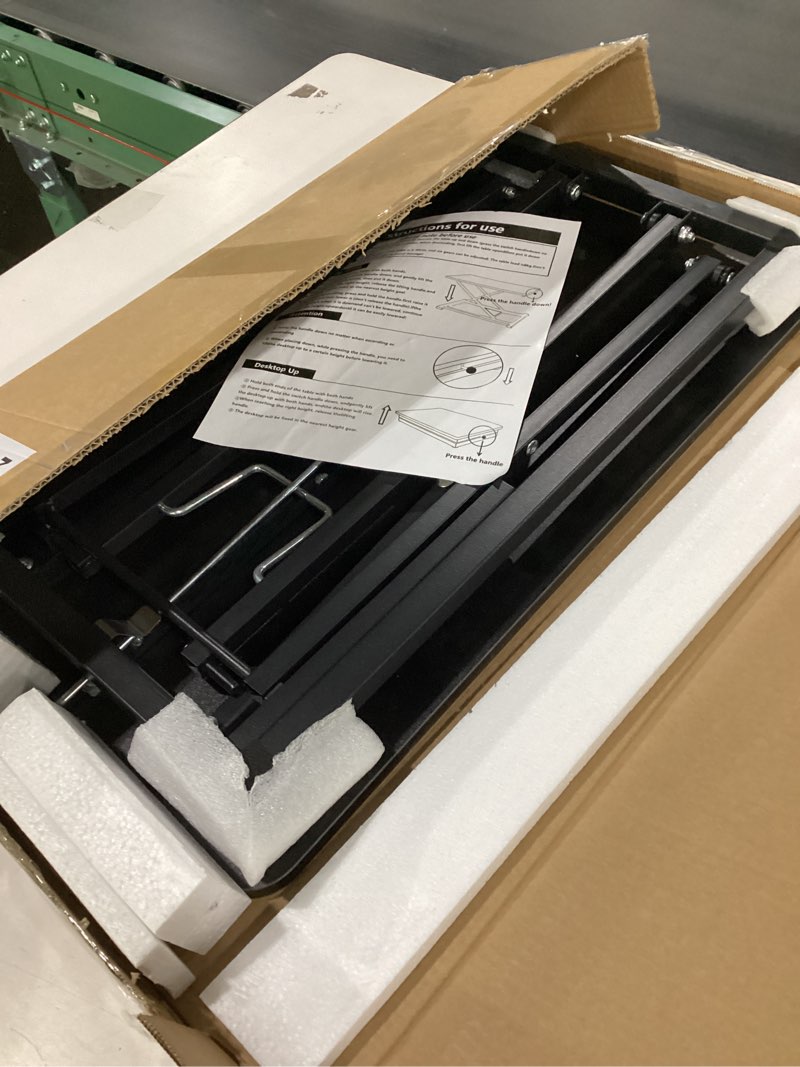 Condition photo showing New/Like New for Standing Desk Converter Height Adjustable,Keyboard Riser for Stand Up Desk Riser, Easy Lift Height Converter Computer Workstations Home Office Study Room Portable Small Table Black Size 23.6 Inch D