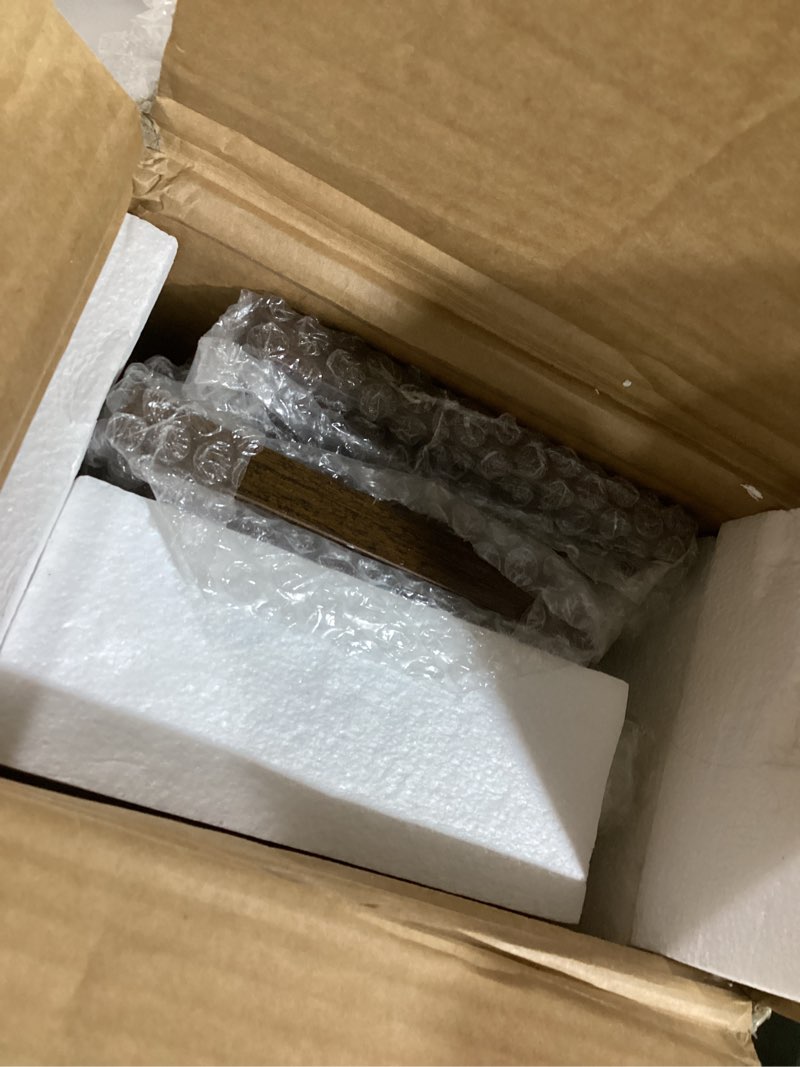 Condition photo showing As Is for Kitstorack 2-Pack Narrow Console Table with Adjustable Height (25"-33") & 2 Power Outlets, Skinny Behind Couch Table, 79" Long x 5.9" Wide Sofa Side Table for Living Room, Rustic Brown 5.99"Deep Rustic Brown 2