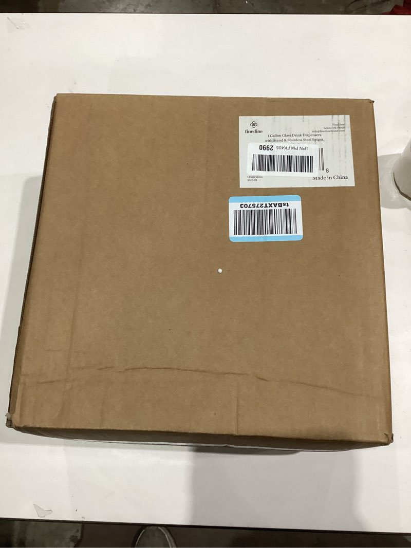 Condition photo showing As Is for 1 gallon glass drink dispensers with stand