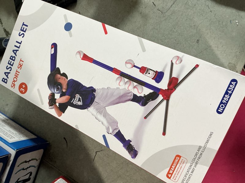 Condition photo showing New/Like New for hyes 3-in-1 baseball set for kids 3-5 - tee ball stand, hanging tee, ball launcher and 6 softballs - adjustable height, indoor/outdoor sport gifts for boys girls, blue 3in1-blue