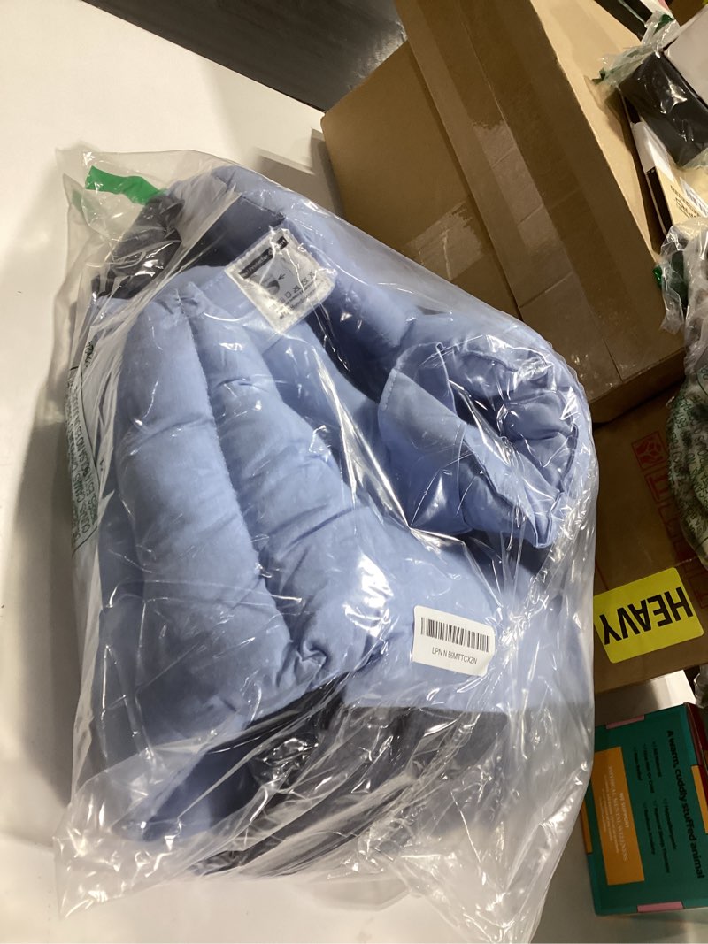 Condition photo showing Good Condition for heel protector for pressure sores relief – foot pillow for bedridden patients, ankle cushion for heel pain, open heel design for ulcer prevention, includes laundry bag blue -one pair(2pcs)with laundry bag