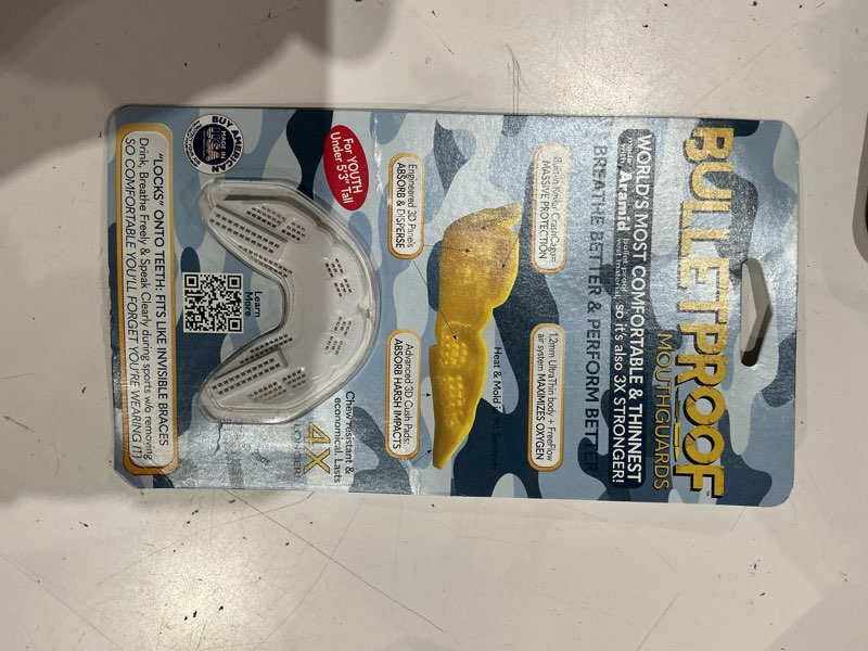 Condition photo showing Good Condition for bulletproof sports mouthguard: worlds thinnest most breathable mouth guard! | 3x stronger for football mma basketball hockey lacrosse rugby boxing bjj wrestling. adult youth men girls. braces option too! clean white adult