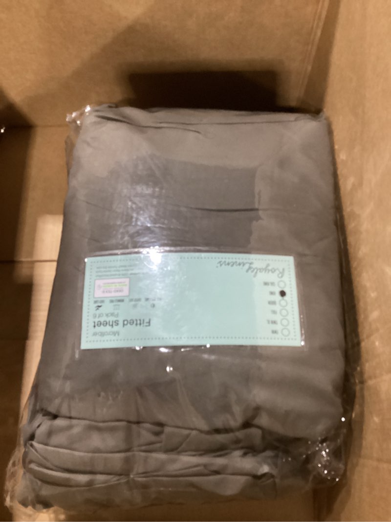 Condition photo showing Good Condition for royale linens 6 pack twin fitted sheet set - bottom sheet - ultra soft & breathable - brushed 1800 microfiber - wrinkle & stain resistant - hotel quality deep pocket stretches up to 16" (twin, grey) grey twin 6 pack