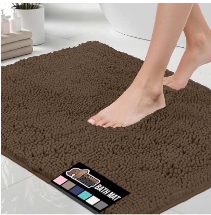 OLANLY Thick Memory Foam Bath Mat Rug 59x20, Extra Soft Absorbent Bathroom Rug, Quick Dry Bath Mats, Non-Slip, Machine Washable Carpet for Bathroom, Tub and Shower, Home Decor Accessories, Black 59" x 20" Black