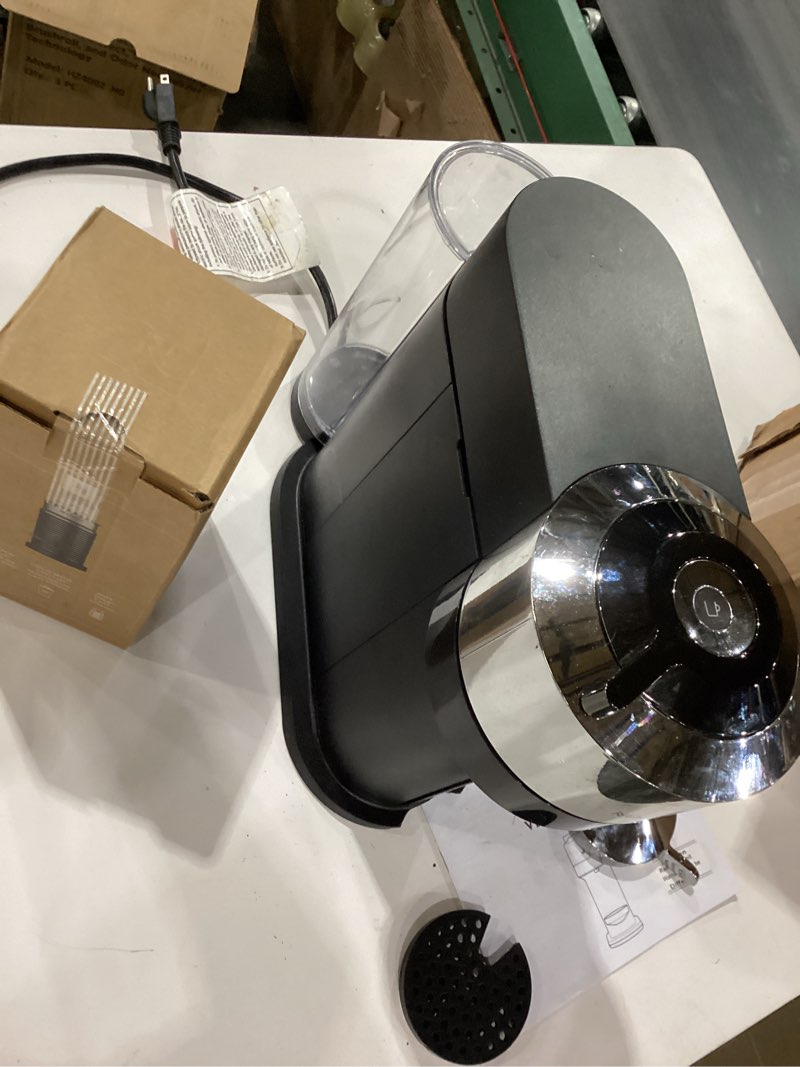 Condition photo showing As Is for *Not Tested*    Next Deluxe Coffee and Espresso Maker, Pure Chrome with Aeroccino Milk Frother,1.1 liter, Black,Dark Chrome Chrome Machine + Milk Frother