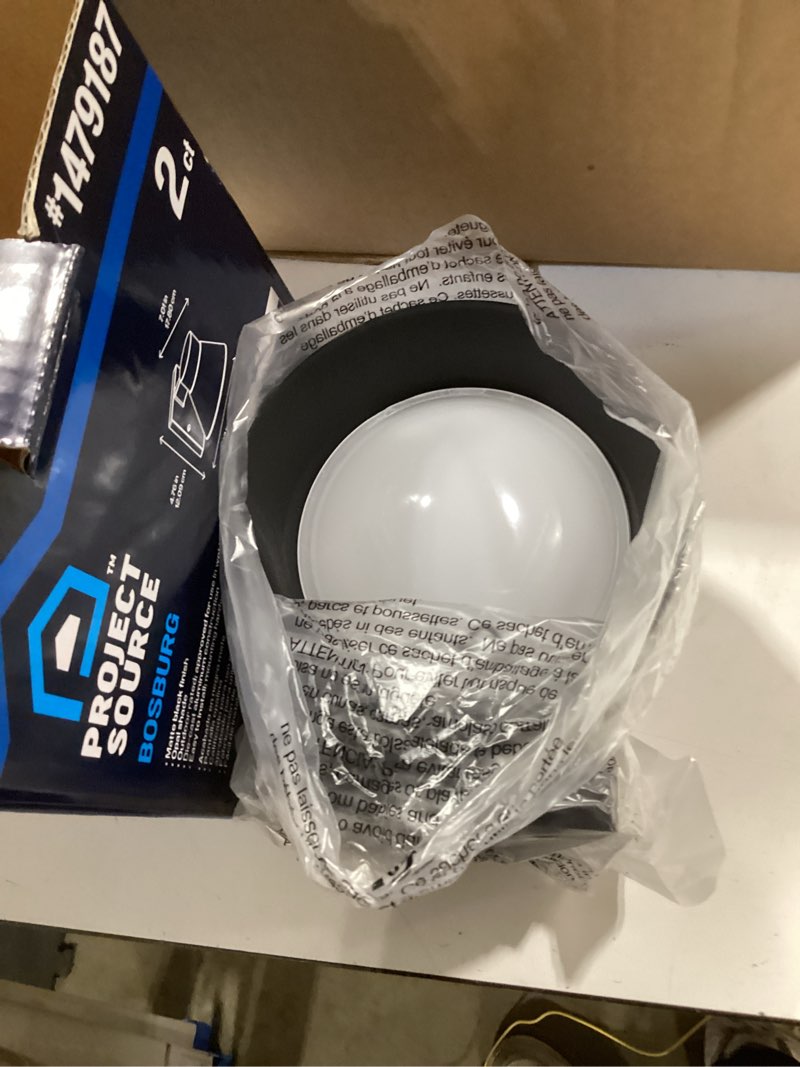 Condition photo showing As Is for project source 2-pack 4.76-in h matte black dark sky integrated led outdoor wall light incomplete