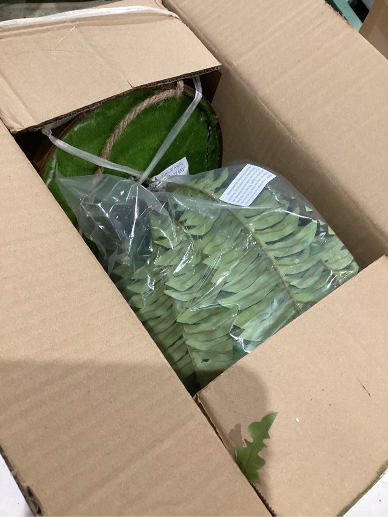 Condition photo showing As Is for hollyone 17.7" fake fern potted plant small artificial boston ferns in pot 25 leaves for outdoors & indoor faux fern bush plant for patio garden farmhouse windowsill office living room home decor medium