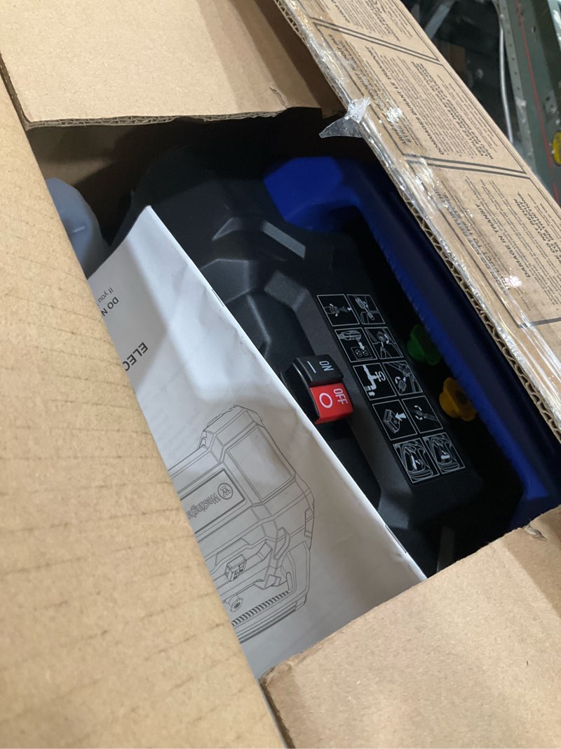 Condition photo showing As Is for westinghouse epx3100v electric pressure washer, 2100 max psi 1.76 max gpm, built-in carry handle, detachable foam cannon, pro-style steel wand, 3-nozzle set, for cars/fences/driveways/home/patios 2100 max psi - handheld