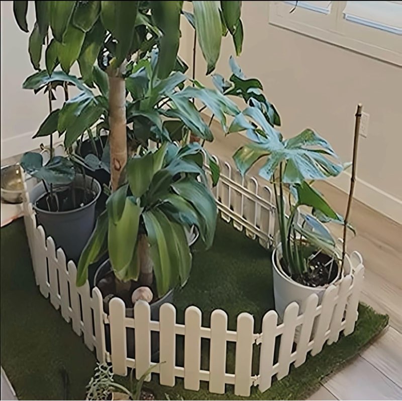 hrpa christmas tree fence,4pcs white plastic picket fence for miniature home garden christmas xmas tree wedding party decoration