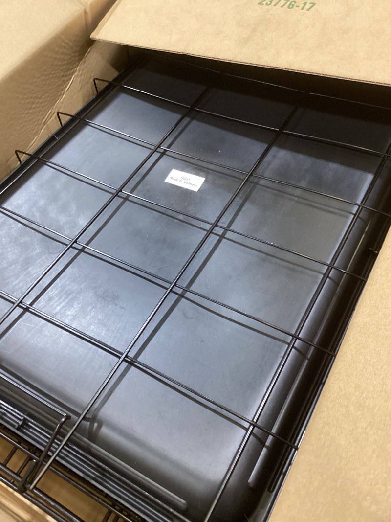 Condition photo showing As Is for FDW Dog Crate for Small Dogs 24 Inch Folding Metal WirePet Cage Double Door W/Divider Panel Indoor Outdoor Kennel Leak-Proof Plastic Tray,Black Black 24 Inch Double Door