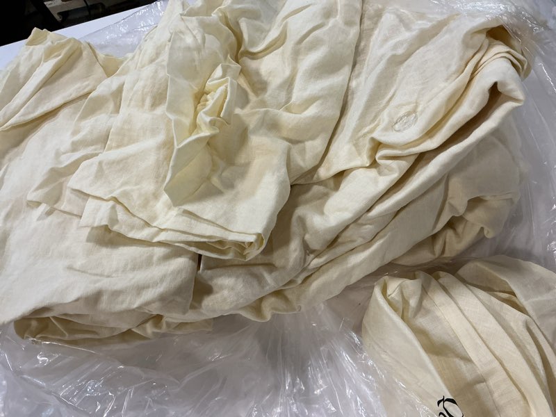 Condition photo showing As Is for european linen duvet cover set, full/queen, butter yellow