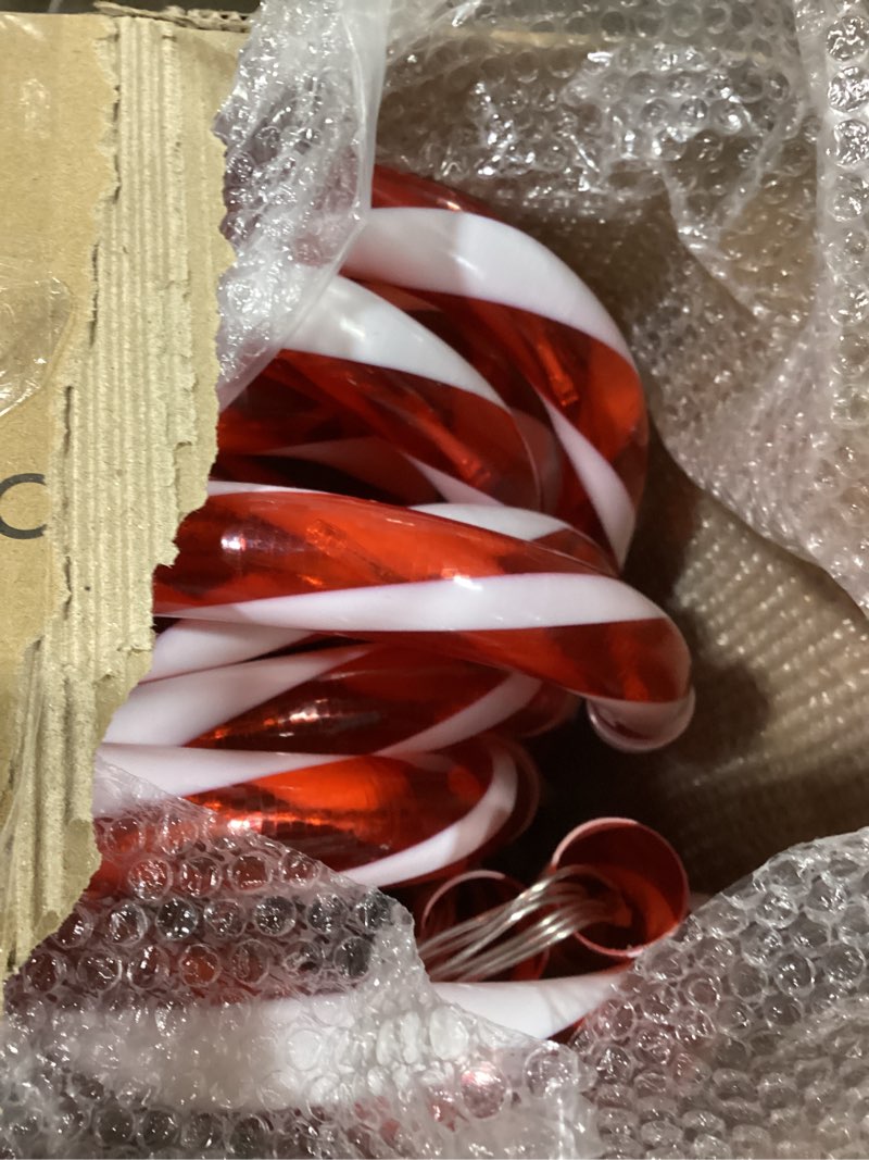 Condition photo showing Good Condition for Brightown 28" Solar Candy Cane Lights Outdoor Pathway, 2 Set Total 20 Large Candy Canes with Solar Panel and Power Plug, 8 Modes LED Outdoor Candy Cane Decorations Yard Lawn Driveway Walkway Sidewalk Red and White Solar 2-Pack