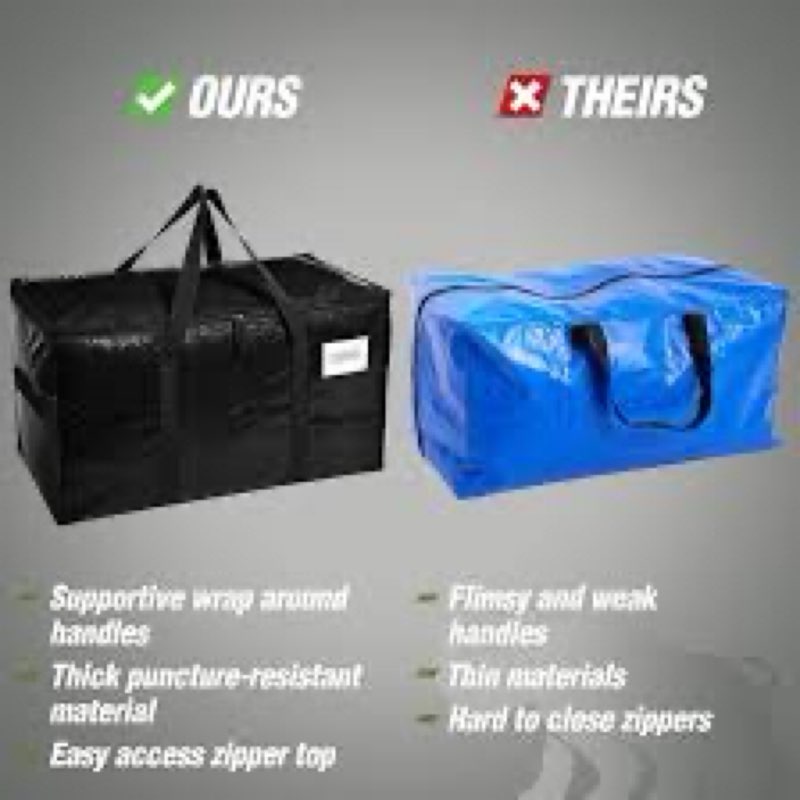rugged rhino 6 pack heavy duty extra large moving bags, durable bag with strong handles and zipper, 