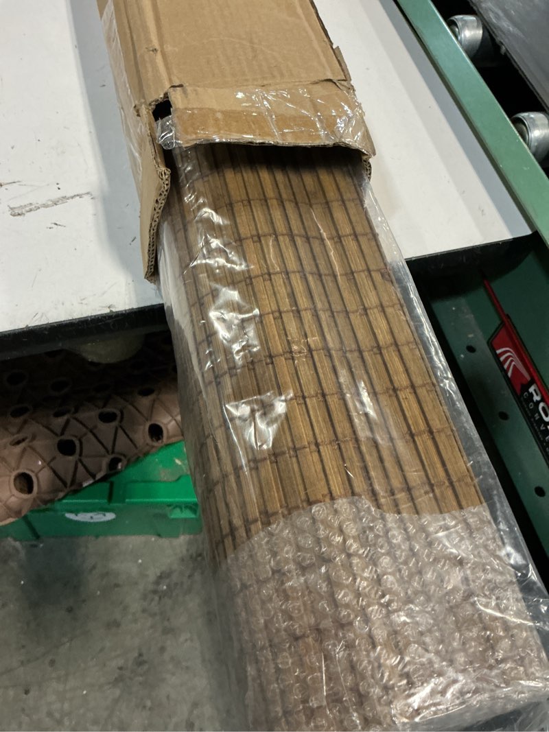 Condition photo showing New/Like New for lazblinds no tools no drill cordless bamboo roman shades, light filtering window treatment, roll up bamboo blinds for windows 41'' w x 48'' h, eastfield teak light filtering-eastfield teak 41" w × 48" h