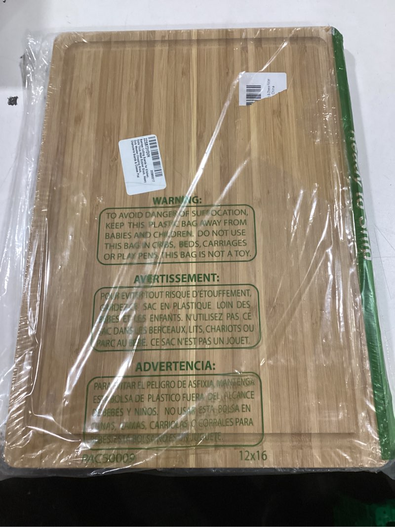 Condition photo showing New/Like New for Bamboo Cutting Boards for Kitchen, Extra Thick Wood Butcher Block, Heavy Duty Wooden Chopping Block, Charcuterie Boards & Cheese Platter, 14"x10"x0.9" 14"L x 10"W Carbonized