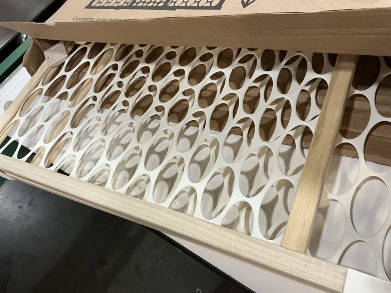 Condition photo showing Good Condition for Toddleroo by North States - Quick-Fit Oval Mesh Wooden Baby Gate: Pressure Mounted Baby Gate for Doorways - Adjustable 26.5 to 42 Inches Wide - 23 Inches Tall Temporary Gate 1-Pack