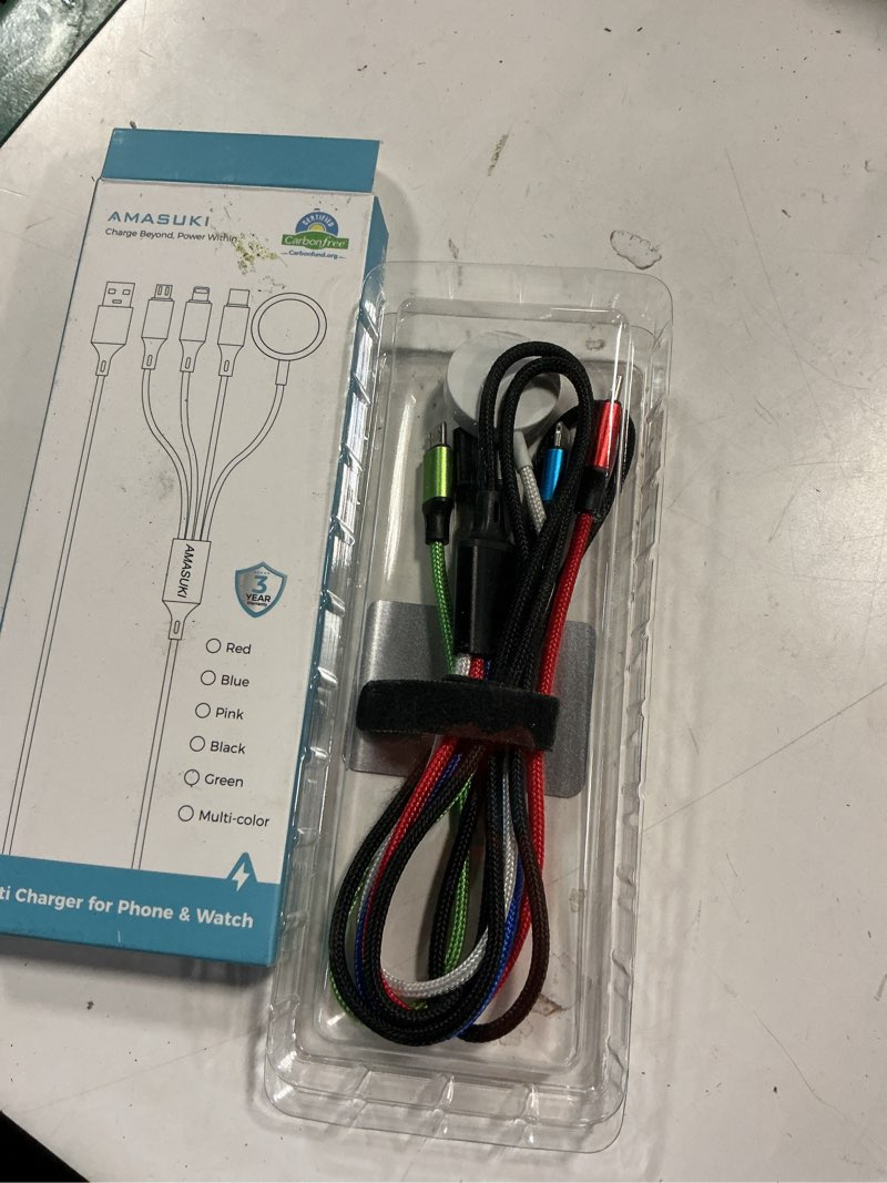 Condition photo showing Good Condition for cruise essentials 2026,travel essentials,4 in 1 for apple watch charger/iphone charger/multi charging cable camping vacation,usb c/l/micro portable charger for iwatch 11-1/iphone 17-12,car-4ft