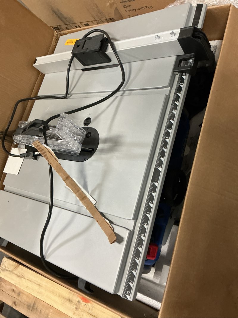 Condition photo showing As Is for kobalt 10-in 15-amp 120-volt corded portable jobsite table saw with folding stand