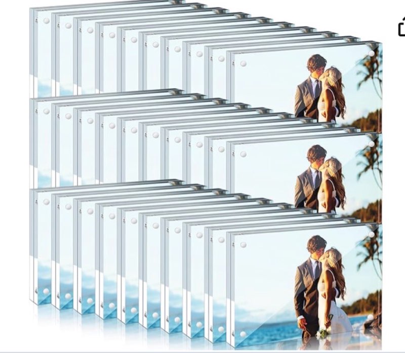  handepo 30 pack 5 x 7 inch clear acrylic picture frames double sided magnetic photo frames 20mm thickness frameless desktop display freestanding for bedroom living room home office