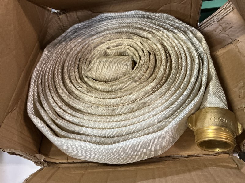 Condition photo showing As Is for zyfire fire hose - 1-1/2" id x 50 ft single jacket tpu firefighter hose with m × f nst/nh brass couplings 750 psi burst pressure lightweight for use in firefighting nst/nh thread 1-1/2'' × 50 ft