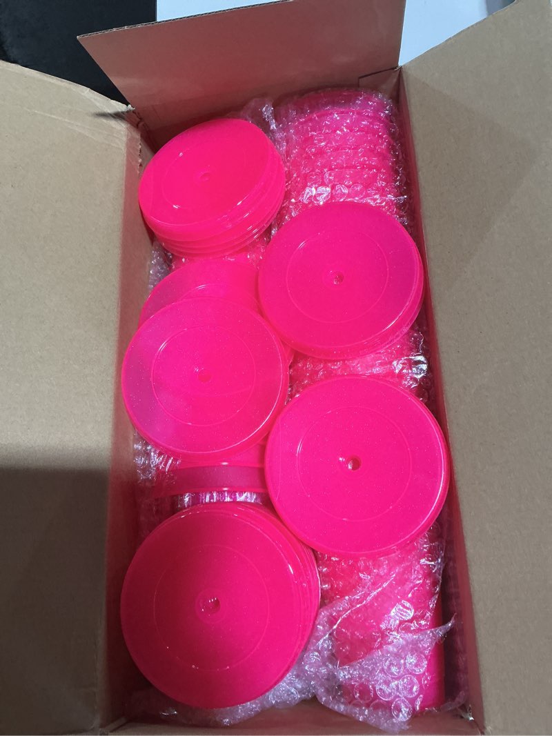 Condition photo showing Good Condition for Amyhill 24 Pcs Reusable Cups with Lids and Straws 24 oz Glitter Iced Coffee Tumbler Plastic Travel Mug Cup for Smoothie Juices Birthday Sleepover Party Supplies for Girls(Hot Pink, 24 Pcs)