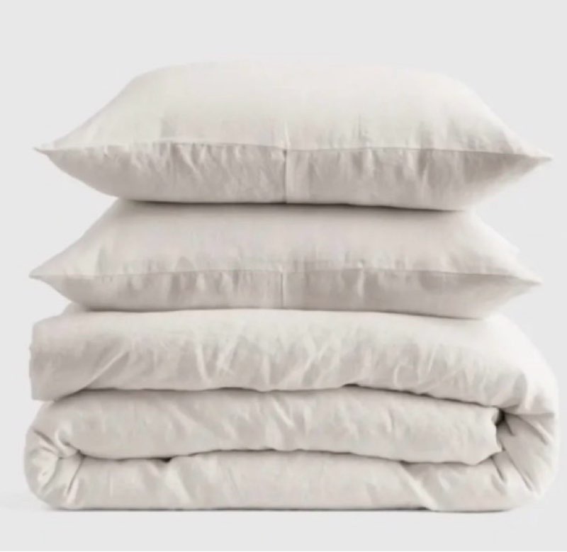 quince linen duvet cover set king sand 3pc 100% flax nwot