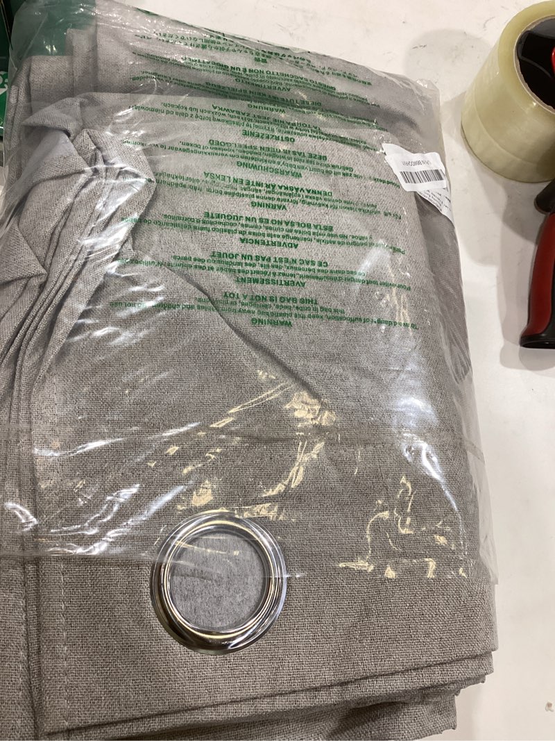 Condition photo showing Good Condition for NICETOWN 100% Absolutely Blackout Faux Linen Curtains with Thermal Insulated White Liner, 52" W, 2 PCs, Light Grey, 90" Long Drapes Sweep The Floor Decorative Keep Privacy Panels for Living Room/Villa Light Grey Faux Linen 52"W x 90"L (Pack of 2)