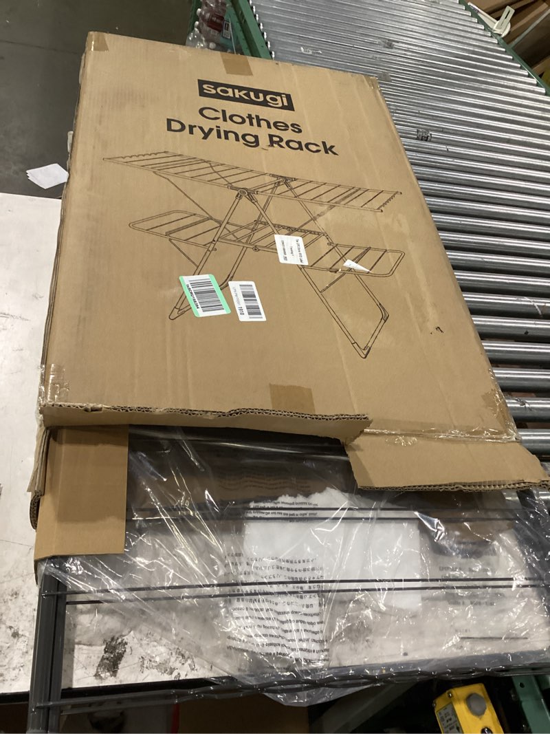 Condition photo showing New/Like New for clothes drying rack, foldable 2-level laundry drying rack with height-adjustable wings, for clothing & bedding, free-standing space-saving rack, indoor & outdoor, 70" l × 22.8" w, gray gray x-large (70"l x 22.8"w x 36.6"h)