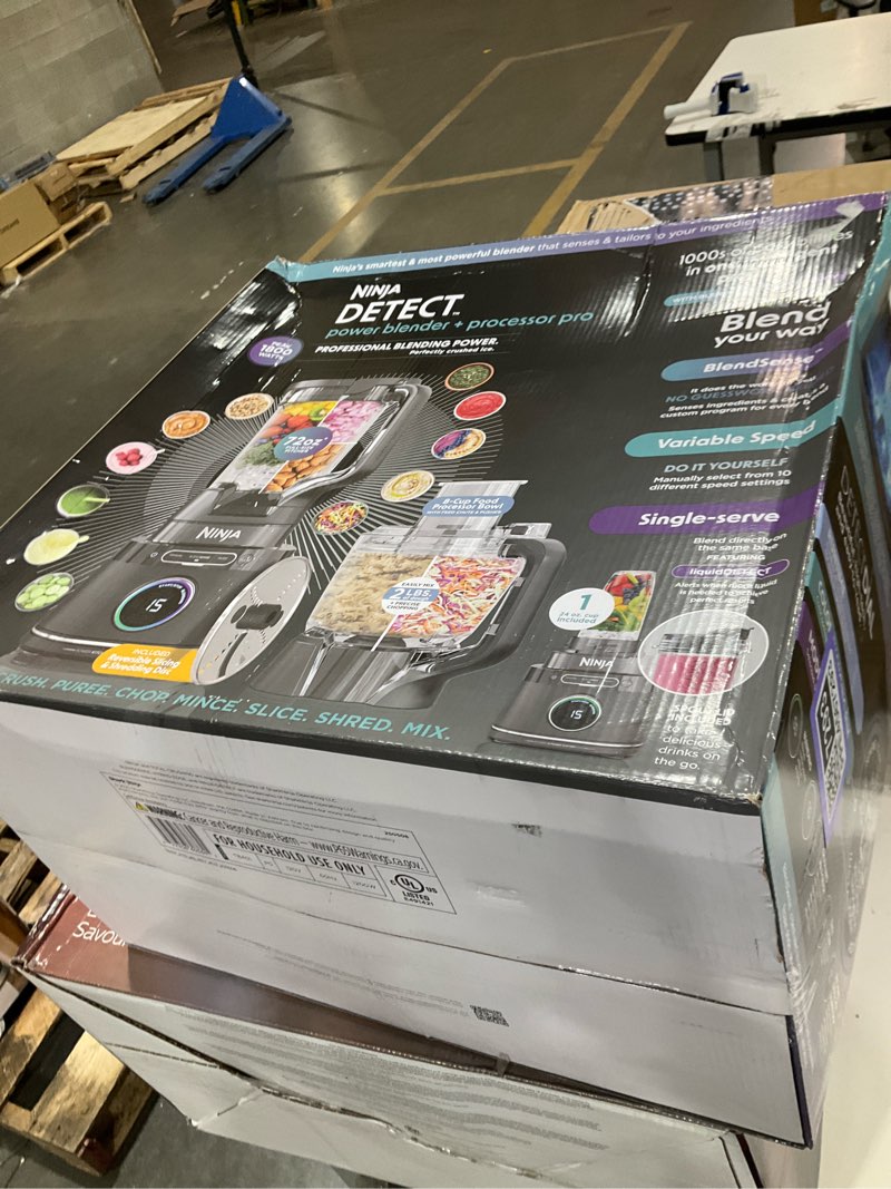 Condition photo showing As Is for Ninja Kitchen System | All-in-One Food Processor & Blender | With 8-Cup Bowl & (1) 24 oz. To-Go Cup | For Smoothies, Cookie Dough, Salsas, Cole Slaw & More | 1800 Watt | Black | TB401 Blender + Bowl + (1) 24-oz. Cup