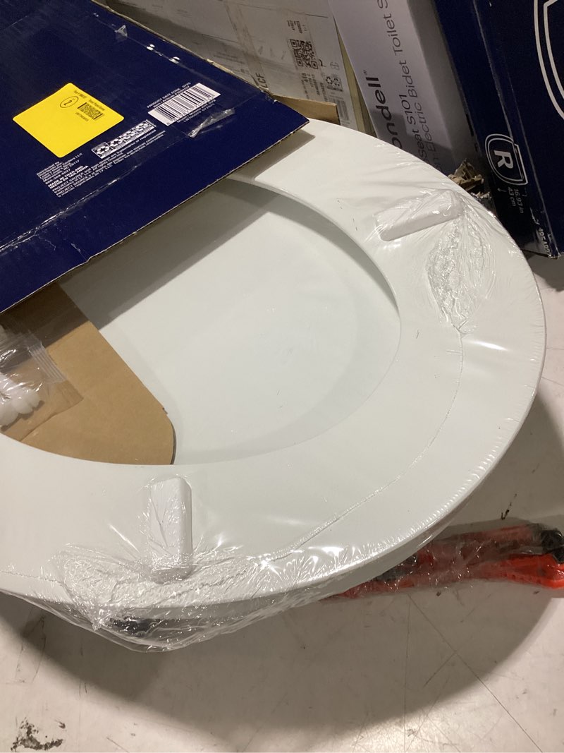 Condition photo showing Good Condition for (2 pack) project source wood white elongated toilet seats
