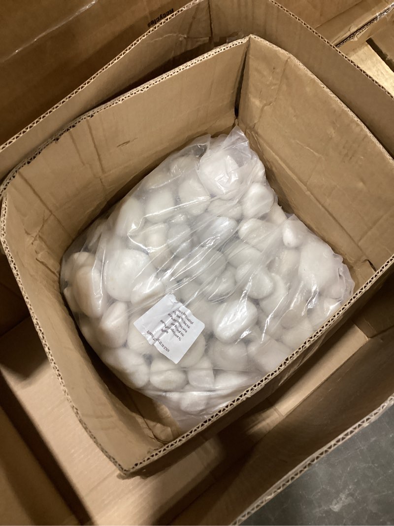 Condition photo showing Good Condition for 40lbs white rocks for landscaping, 2-3 inch decorative rocks for plants indoor, large polished river rocks for garden, outdoor landscaping, walkways, yard, plants pots, vases, crafts 40.0 pounds white