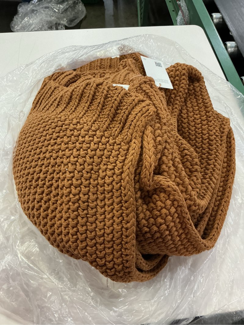 Condition photo showing Good Condition for cotton fisherman throw color amber size 50inx60in 