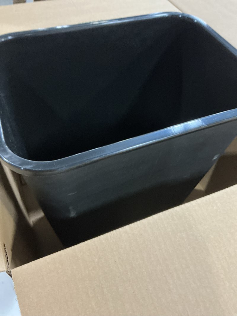 Condition photo showing New/Like New for Amazon Basics Rectangular Commercial Office Wastebasket, Easy to Clean, Space-Saving, 10 Gallon, Black Black 10 Gallon (Pack of 1)