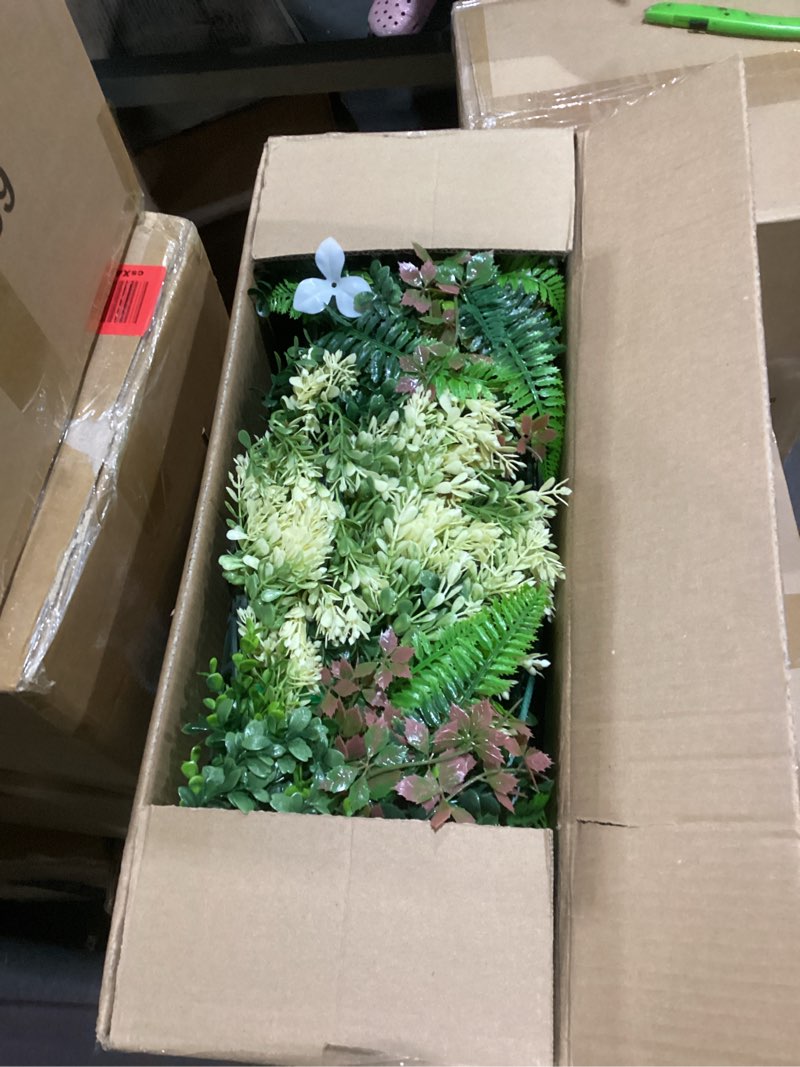 Condition photo showing New/Like New for artificial 3d greenery wall panels: 40"x60" uv-anti faux grass backdrop boxwood ivy fence privacy screen fake plant leaf hedge for outdoor,indoor,garden,backyard and home decor greenery a