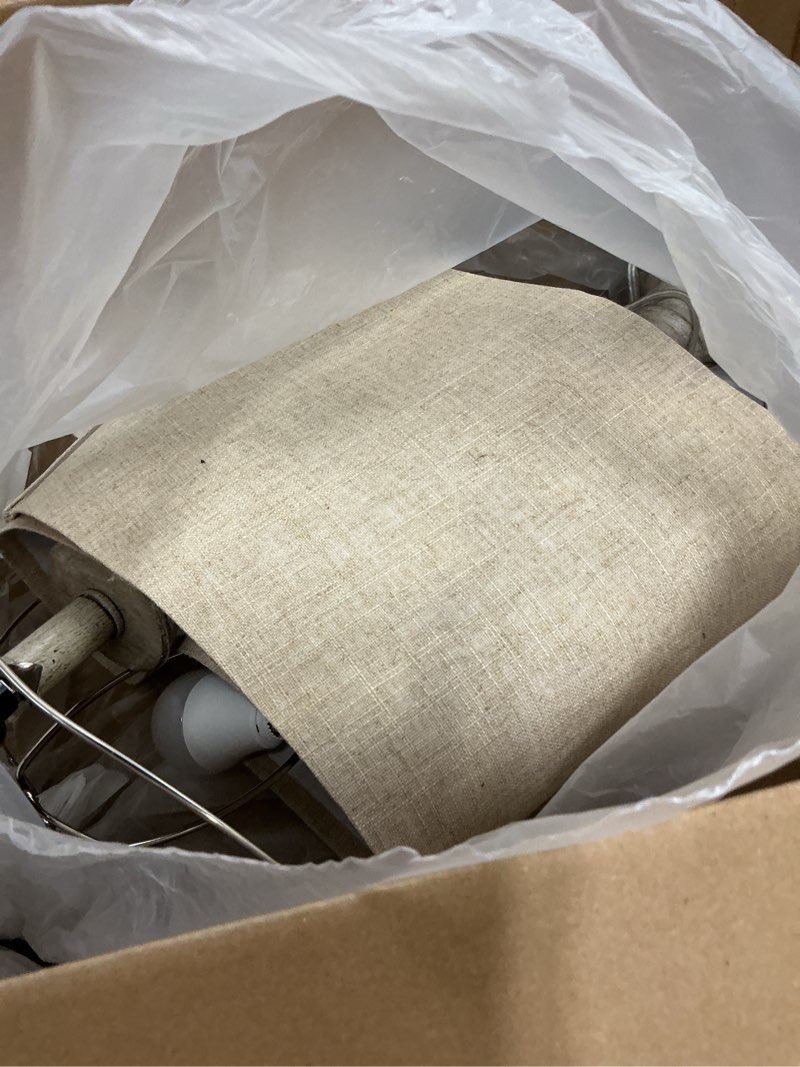Condition photo showing As Is for 24.5" Table Lamp Set of 2, Rustic Farmhouse Bedside Lamps with USB A+C Charging Ports, 3-Way Dimmable Touch Control Nightstand Lamps for Living Room Bedroom, Antique Grey White, LED Bulbs Included Antique White 24.5"(LED Bulbs)
