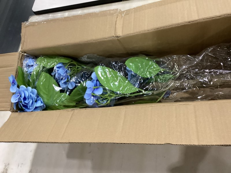 hollyone 3ft blue hydrangea artificial flowers tree large real touch faux silk hydrangea plants pott