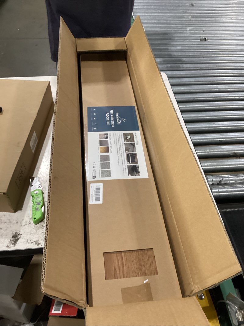 Condition photo showing New/Like New for self adhesive vinyl flooring peel and stick floor tiles 12"x12" waterproof scratch resistant brown wood flooring plank for bathroom kitchen renters apartment home décor 3pcs 3 sq.ft coverage yenhome 3 tiles(12"x12") brown 3