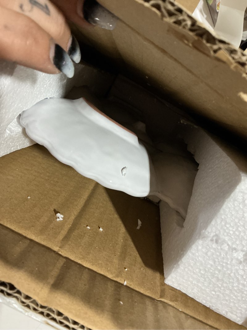 Condition photo showing Good Condition for mud pie shell sectional platter, 2 piece set, white, platter 12" dia | spreader 5 1/2", seashell