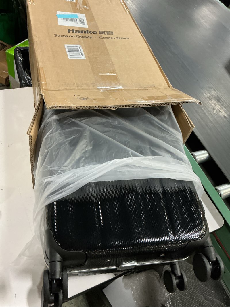 Condition photo showing Good Condition for hanke 20 inch carry-on luggage pc hard shell suitcases for travel front opening aluminum frame travel luggage rolling suitcase with wheels for women man gifts.(jet black) 20 inch black
