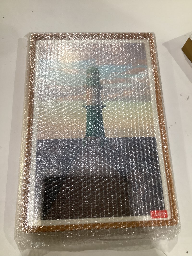 Condition photo showing Good Condition for Natural Wood 12x18 Picture Frame, Display 11x17 Photo with Mat or 12x18 Without Mat, Solid Teak Wood Poster Frame with Plexiglass, Tabletop and Wall Hanging Display Natural Teak 12 x 18