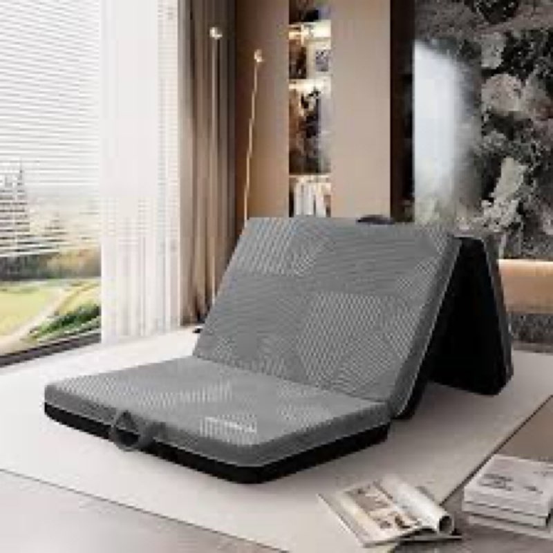 GEMBED Tri-Fold Memory Foam Mattress Full - 4 Inch Portable Folding Mattress with Handle & Washable 