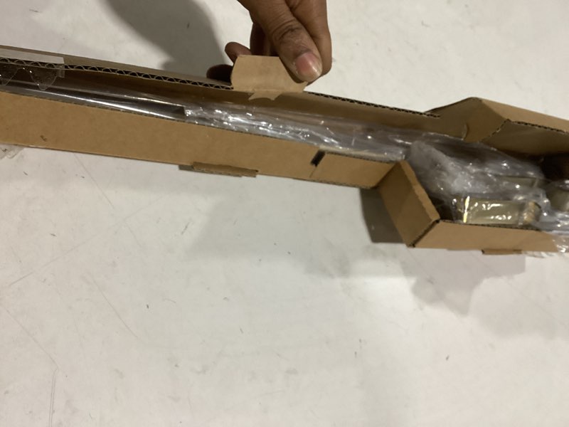 Condition photo showing New/Like New for MODE Industrial Room Darkening Collection 1 1/8" Diameter Industrial Curtain Rod Set with Steel Wall Mounted Adjustable Curtain Rod, Blocks Light, Fits 72” to 144” Windows, Warm Gold Warm Gold Fits 72"-144" wide windows