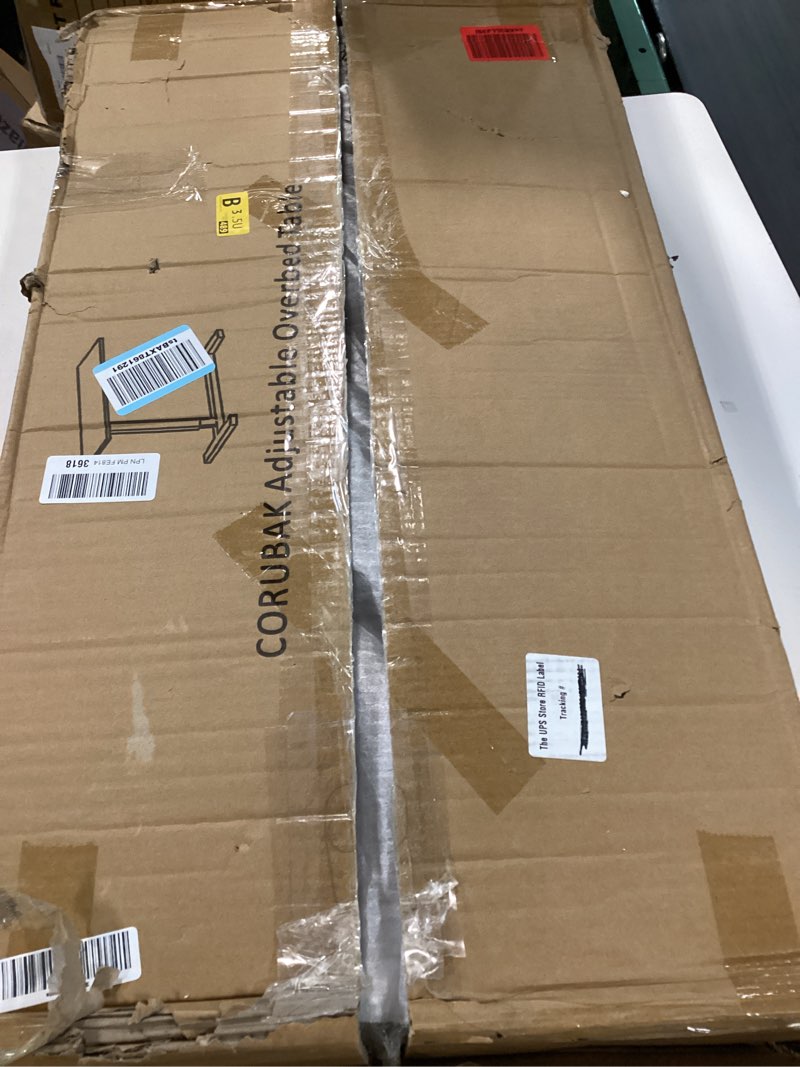 Condition photo showing As Is for NIUTN Overbed Bedside Table with Wheels, Adjustable Hospital Over Bed Table, Rolling Laptop Table, M