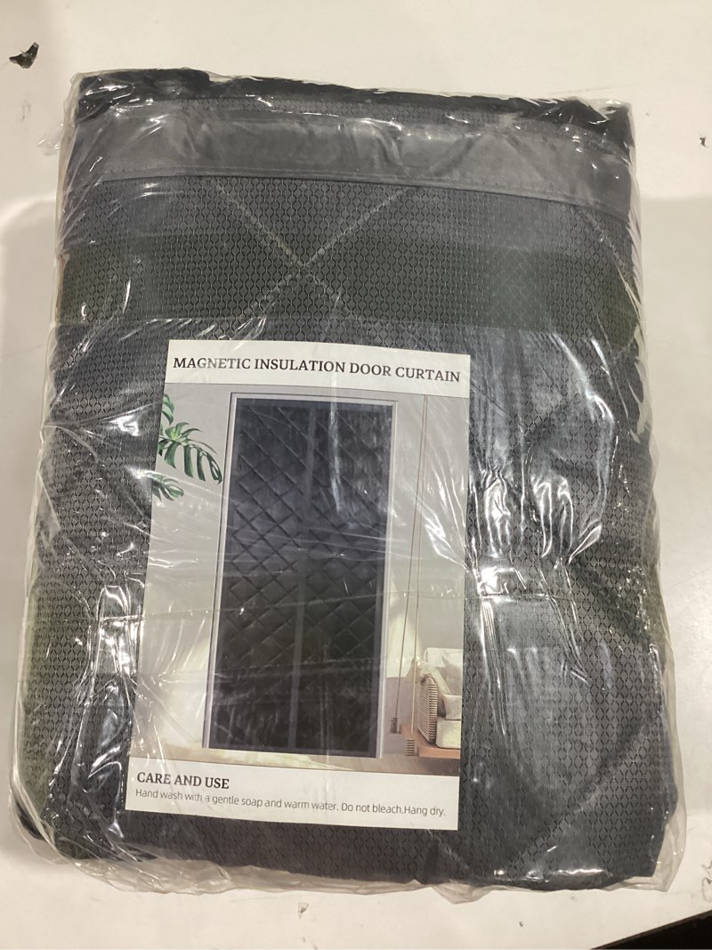 Condition photo showing Good Condition for Magnetic Thermal Insulated Door Curtain,Fits Door Size 72'' x 80'', Durable Oxford Cloth Thicken Cotton Fiber Fill, Temporary Doors Insulation Cover,Soundproof Weatherproof Doors Blanket Gray Fits Doors to 72'' x 80''